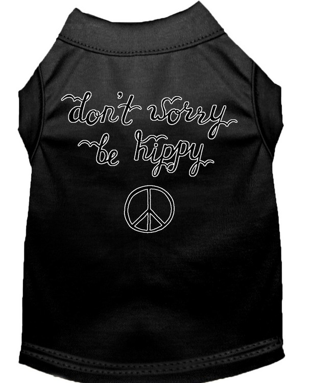 Be Hippy Screen Print Dog Shirt Black Sm